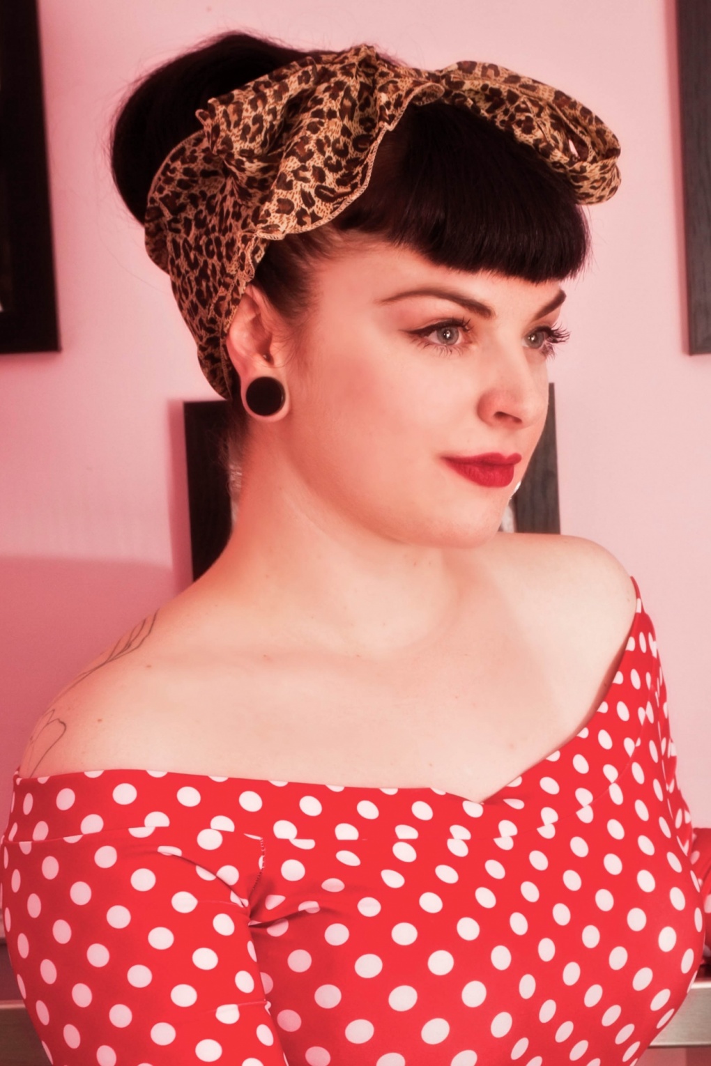 Vintage retro haarsjaal in luipaardprint