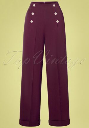 Day To Night broek met knopen in bordeauxrood