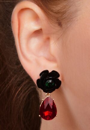 Rock And Rose Teardrop oorbellen in rood en zwart