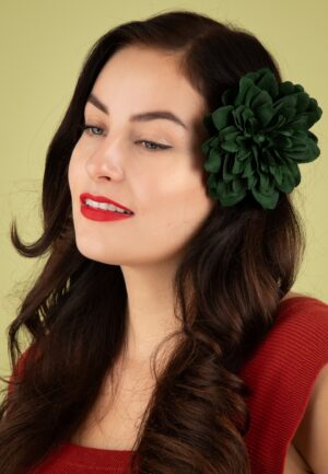 Bloemen haarclip & broche in flesgroen