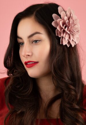 Bloemen haarclip & broche in oudroze