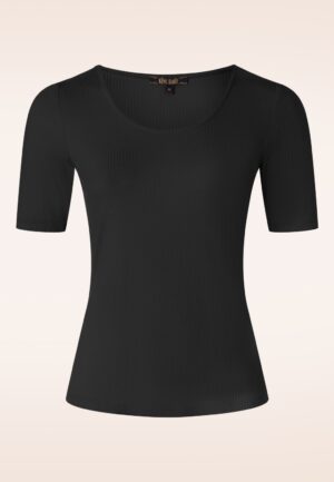 Carice uni rib top in zwart
