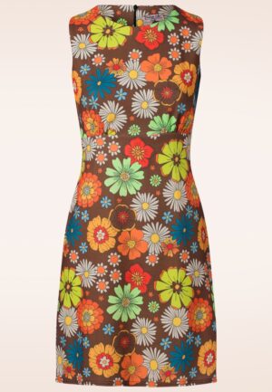 Topvintage exclusive ~ Betty floral jurk in bruin
