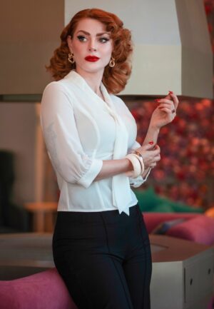 Topvintage exclusive ~ Sophia Lee blouse in wit