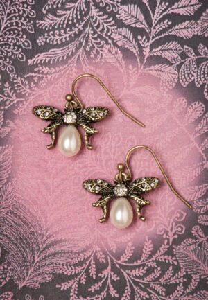 Bumble Bee parel oorbellen in goud