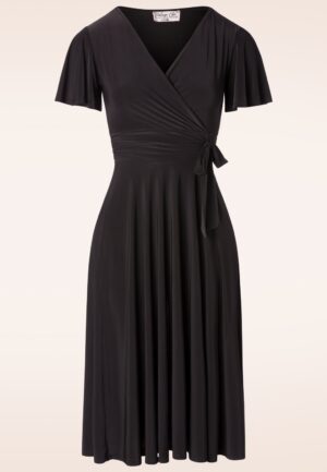 Topvintage exclusive ~ Irene overslag swing jurk in zwart