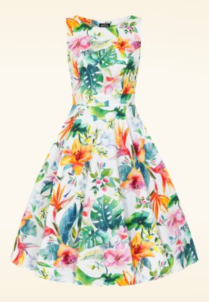 Talia bloemen swing jurk in wit