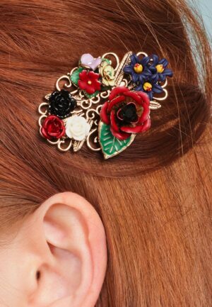 Freda Flower Cluster haarclip en broche in goud en multi