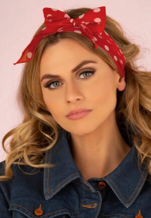 Vintage Retro Polka Dot haarsjaal in rood