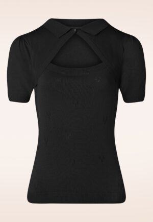 Beth Gebreide Top in Zwart