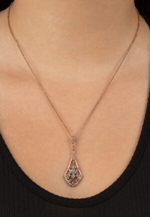 Art Deco Crystal ketting in antiek goud
