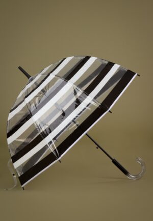 Rayures Transparent Dome paraplu in zwart en wit