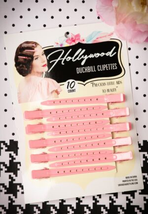 Vintage haarstyling: Hollywood Duckbill Clipettes in roze