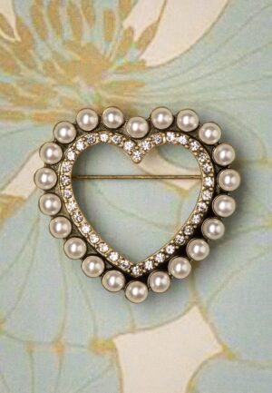 Heart Pearl broche in goud