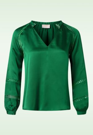 Melissa Satin Look blouse in smaragdgroen