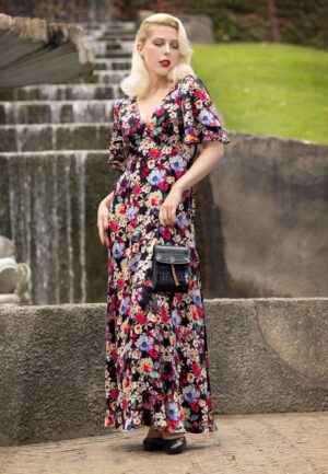 Laura Floral maxi jurk in zwart