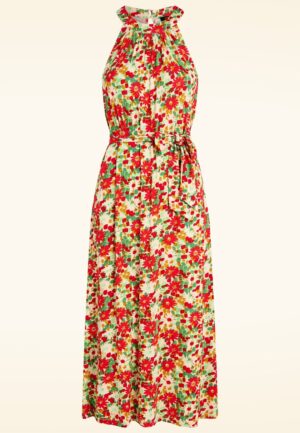 Virna Punch midi jurk in vuurrood