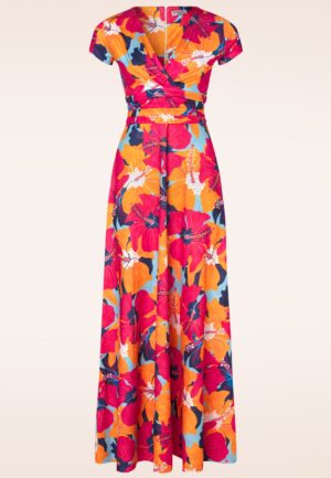 Topvintage exclusive ~ Rinda Floral maxi jurk in oranje en multi