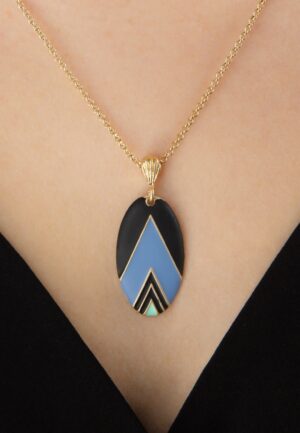 Vintage Deco ketting in blauw