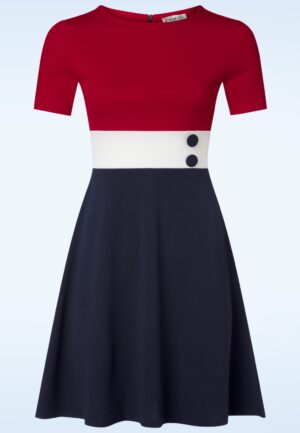 Topvintage exclusive ~ Amalia Stripes swing jurk in multi