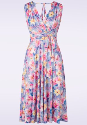 Topvintage exclusive ~ Jane Floral swing jurk in lila