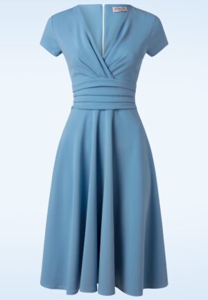 Topvintage exclusive ~ Esmeralda swing jurk in licht blauw