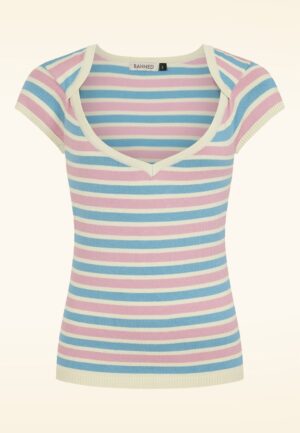 Vivian gestreepte trui in roze en blauw