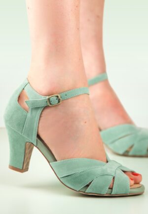 Ava Twist and Twirl peeptoe pumps in licht saliegroen