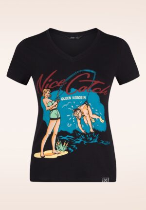 Nice Catch T-shirt in zwart