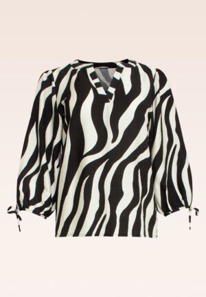 Zoë zebra blouse in gebroken wit en zwart