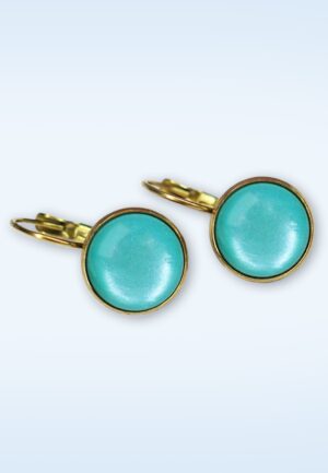Vergulde dot oorbellen in waterval blauw