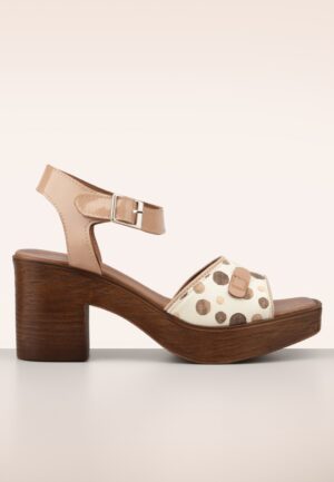 Aruba lederen platform sandalen in crème en bruin
