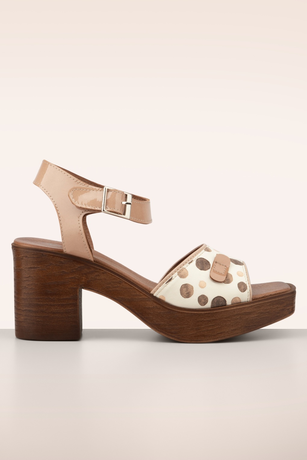 Aruba lederen platform sandalen in crème en bruin