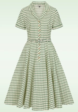Bella Anchor Ahead jurk in crème en groen
