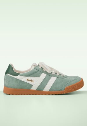 Elan Suede sneakers in saliegroen en gebroken wit