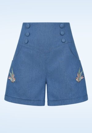Millie Swallow short in denimblauw