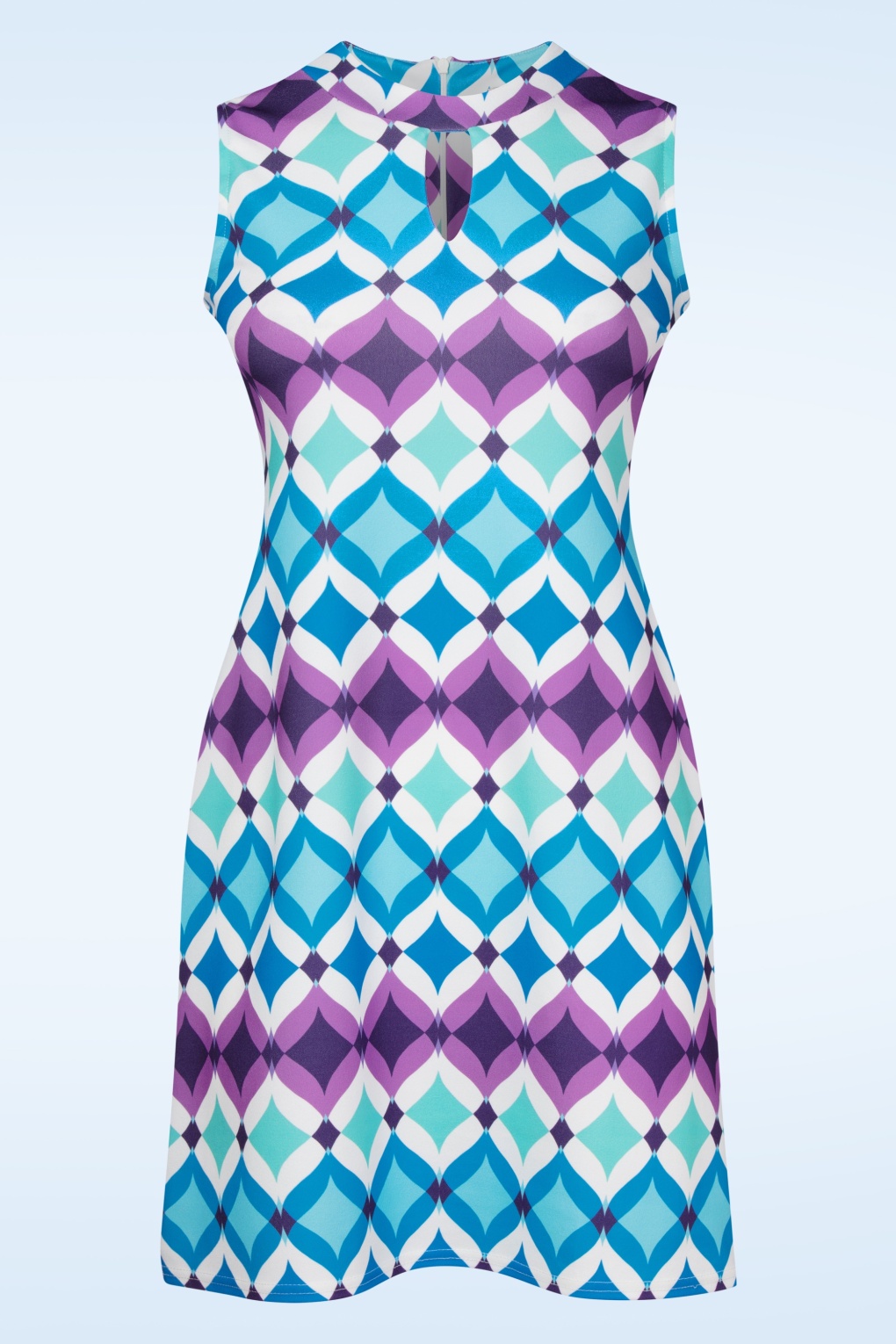 Topvintage exclusive ~ Sammi Retro A-lijn jurk in paars en blauw