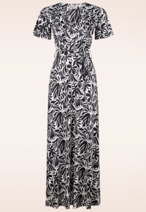 Topvintage exclusive ~ Tammy abstracte maxi jurk in zwart en wit