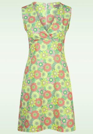 Topvintage exclusive ~ Marion Floral jurk in groen en multi