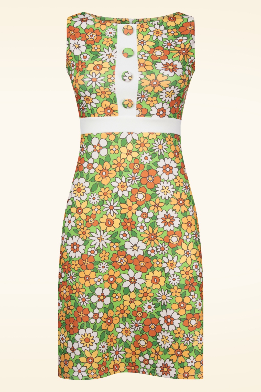 Topvintage exclusive ~ Sarah Floral jurk in groen en oranje