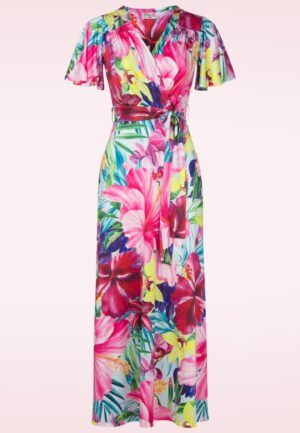 Topvintage exclusive ~ Tammy Tropical Flower maxi jurk in multi