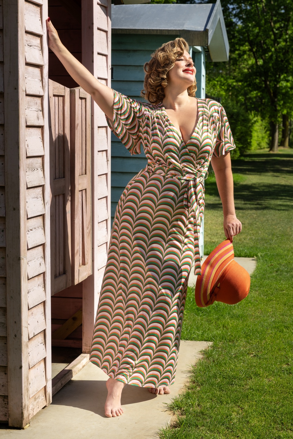 Topvintage exclusive ~ Tammy retro maxi jurk in bruin en multi