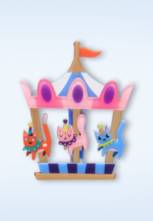 Meowy Go-Round broche