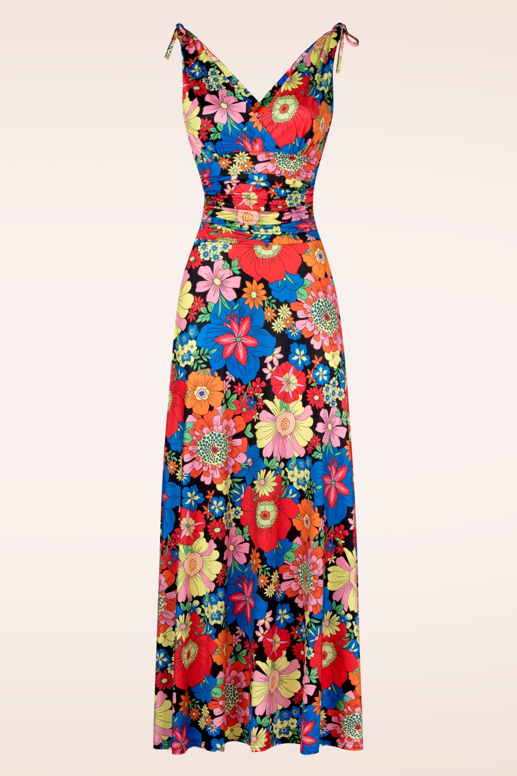 Topvintage exclusive ~ Grecian Floral maxi jurk in zwart en multi