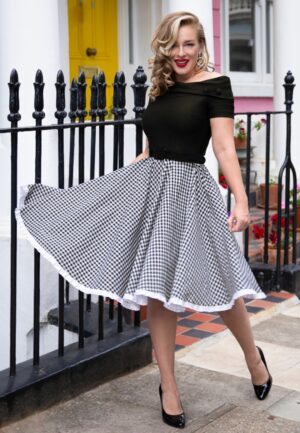 Brigitte Gingham swing jurk in zwart en wit