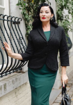 Topvintage exclusive ~ Beatrice jacquard blazer in zwart