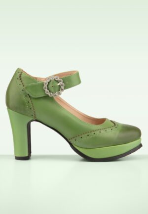 Dossier Leather Mary Jane pumps in groen