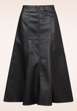 Topvintage exclusive ~ Lara Faux Leather Midi rok in zwart