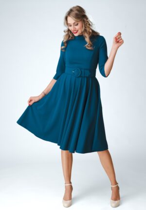 Topvintage exclusive ~ Sandra swing jurk in blauw