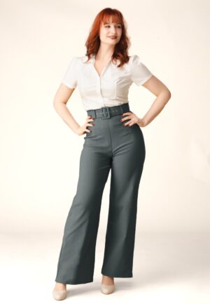 Topvintage exclusive ~ Sasha Pinstripe pantalon in lichtgrijs